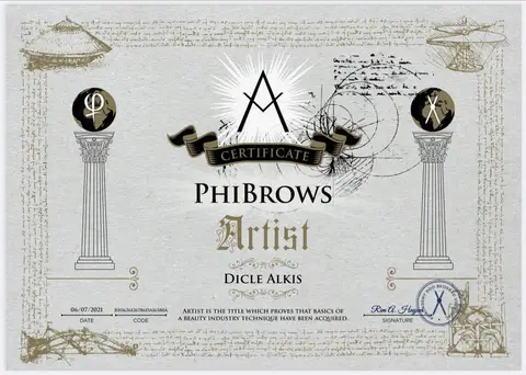PhiBrows Artist Zertifikat von Dicle Alkis